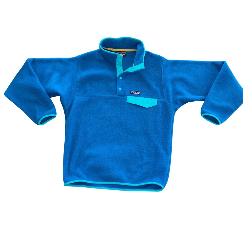 Patagonia Blue Fleece Pullover with Aqua Trim